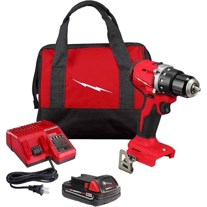 [MIL-3601-21P] Milwaukee 3601-21P Power Cordless Drill Driver for 18V M18 Compact Brushless 1/2" Drill/Driver Kit