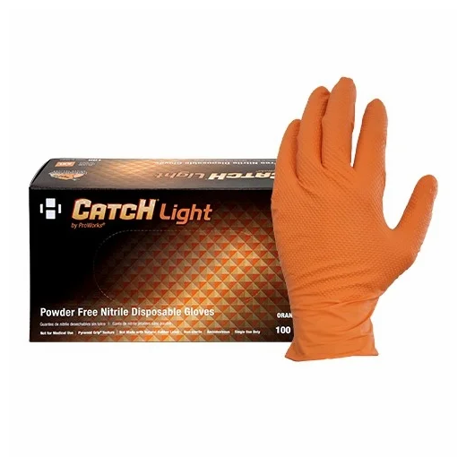 [GL-NT106ORFM] Catch Light By ProWorks Nitrile Powder Free Orange 6 Mil Gloves Medium 100