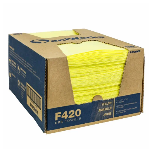 [N-F420QCY5] SaniWorks® EPS Towels, Yellow, 10" x 17", 1/4 Fold, 150/cs