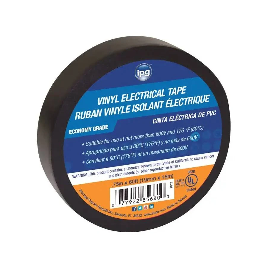 [BLKTAPE3460] Black Electrical Tape IPG 3/4 X 60 Ft