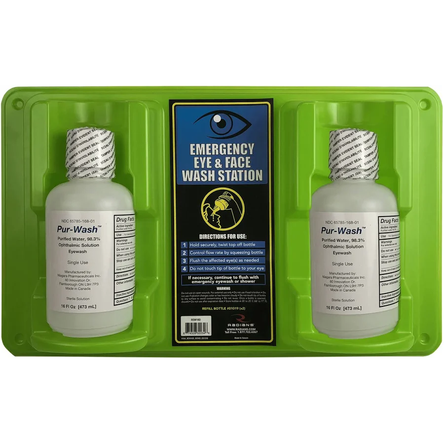 [RADIAN-REW16D] Radians  16 Oz Bottle Wall Mounted Personal Eyewash/Flushing Of Eyes Station